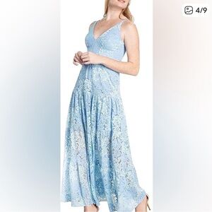 Dress the Population Light Blue Floral Lace Dress